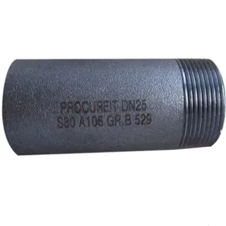 ASTM A106 Gr.B Nipple, ASME B36.10M, SMLS, SCH 80, 1IN, 100mm