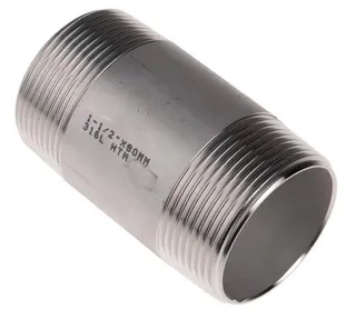 Stainless Steel Straight Nipple, A182 F316L, 1-1/2 IN, 80 MM