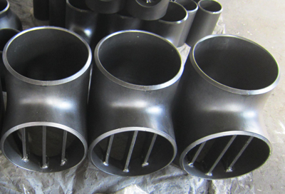 ASTM A234 WPB Barred Tee, 6 Inch, SCH 40, B16.9, Black Coating