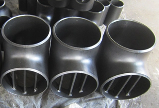 ASTM A234 WPB Barred Tee, 6 Inch, SCH 40, B16.9, Black Coating