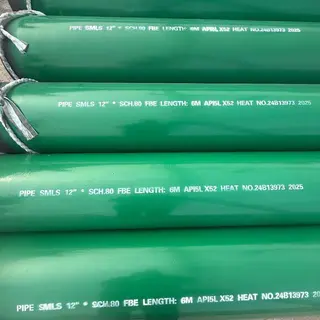 API 5L X52 Seamless Pipes, 12 Inch, 6 Meters, FBE Coated, BE