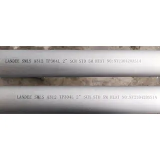 ASTM A312 TP304L SMLS Pipe, ANSI B36.19, 2 IN, 5 m, SCH STD