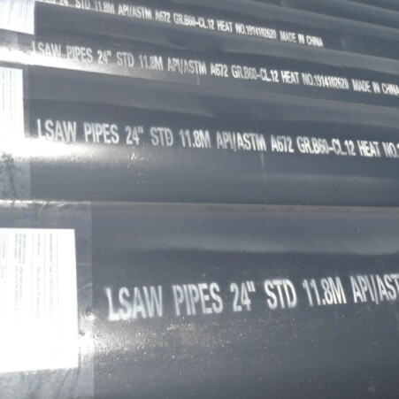 ASME B36.10 LSAW Pipe, 24 Inch, SCH STD, ASTM A672 B60