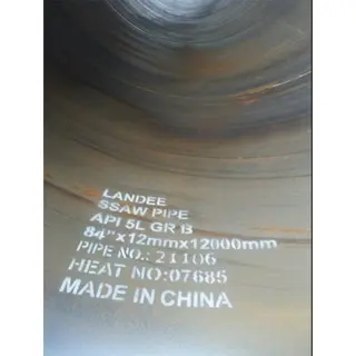SSAW Steel Pipes, API 5L Gr.B, 84 Inch, OD 2133.6 mm, 12 M