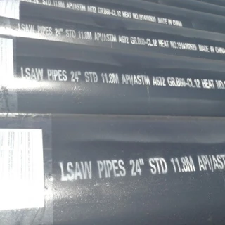 ASME B36.10 LSAW Pipe, 24 Inch, SCH STD, ASTM A672 B60