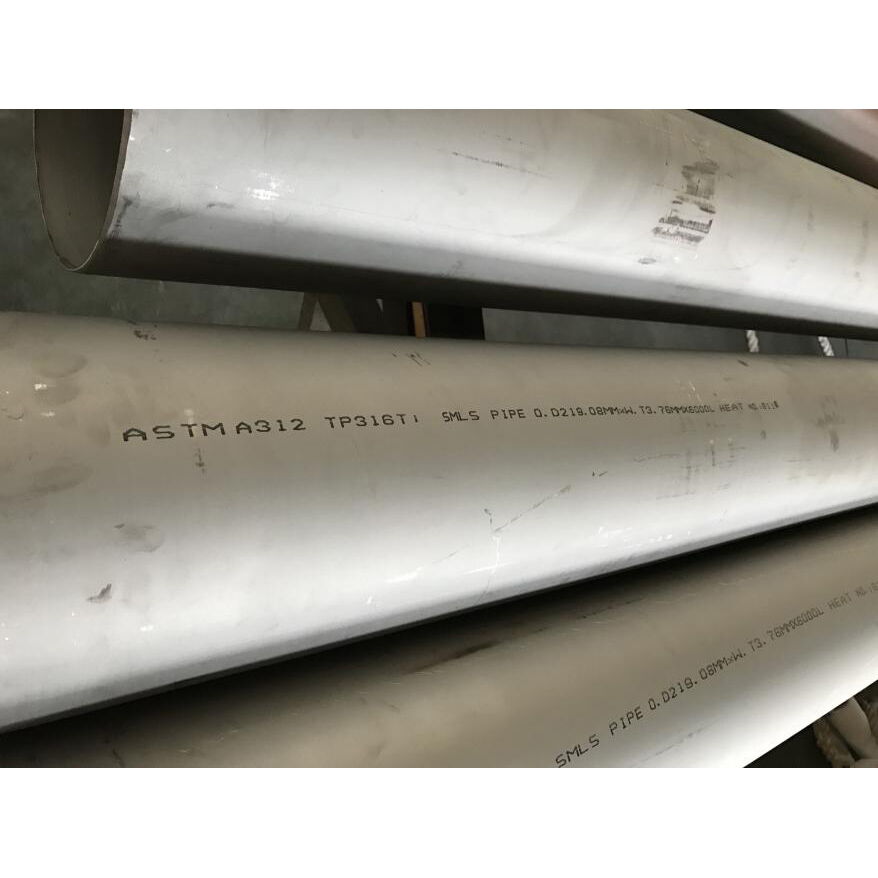 ASTM A312 TP316Ti SMLS Pipe, ASME B36.19, 8 IN, SCH 10S, BE