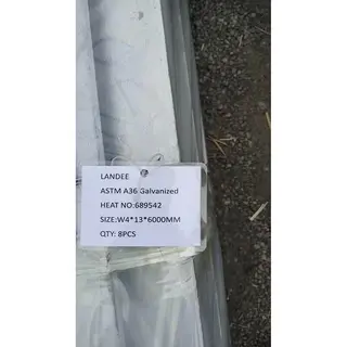 Hot-Dip Galvanized Steel Beam, ASTM A36, W4 * 13, 6000 mm