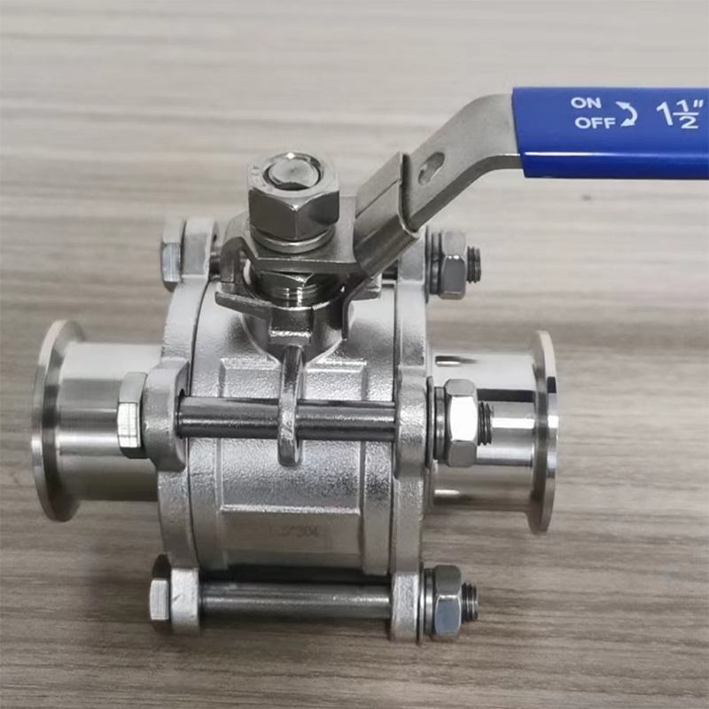 3PC Sanitary Ball Valve, ASTM A182 F316, 1-1/2 IN, Full Bore