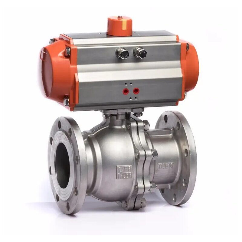Pneumatic Ball Valve, ASTM A351 CF8, DN100, PN16, RF Flanged