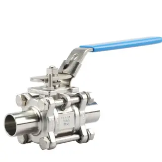 SS 304 Sanitary Ball Valve, 1 Inch, 1000 WOG, 3-PC, Welded