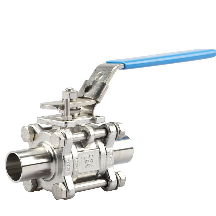 SS 304 Sanitary Ball Valve, 1 Inch, 1000 WOG, 3-PC, Welded