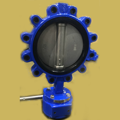 A216 WCB Lug Style Butterfly Valve, 6IN, CL120, Blue Surface