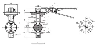 MSS SP-67 Grooved Butterfly Valve Design Drawing