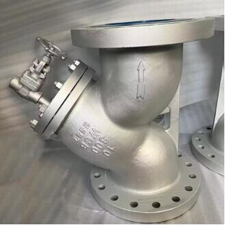 ASTM A216 WCB Y Strainer, 6 Inch, 300 LB, SS 316L Screen, RF