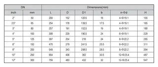 Y-strainer Dimensions