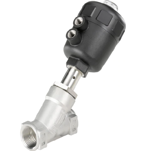Burkert Angle Seat Valve with a single or double–acting piston actuator