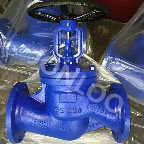 DIN 3356 Bellows Seal Globe Valve DN 150 PN16 GS-C25