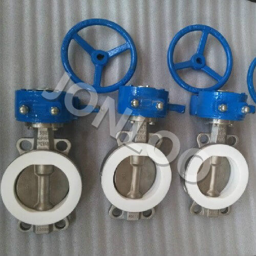 PTFE Seated Butterfly Valve Wafer Type PN 16 A 351 CF8M Body and Disc
