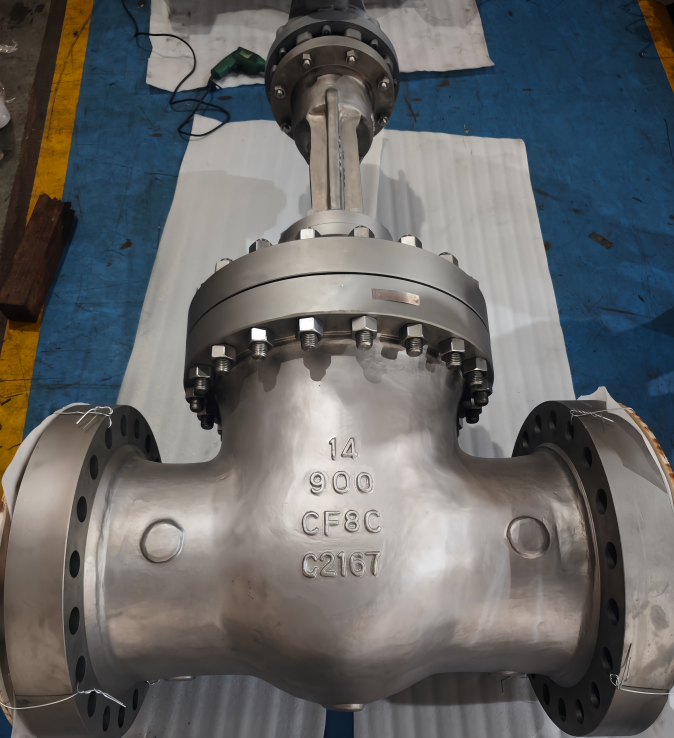 14" Class 900 CF8C Gear‑Operated Rising‑Stem Gate Valve RTJ ends