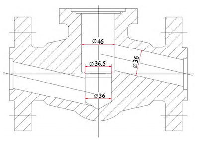 NPS1.5 forged steel valve body plan view NPS1.5 forged steel valve body plan view