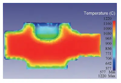 Forging temperature field distribution