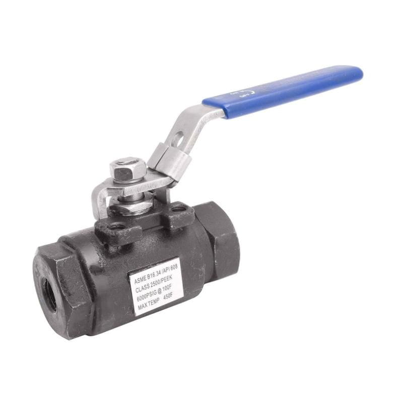 2 Piece Ball Valve, Forged ASTM A216 WCB, 6000 PSI, 1/4 Inch