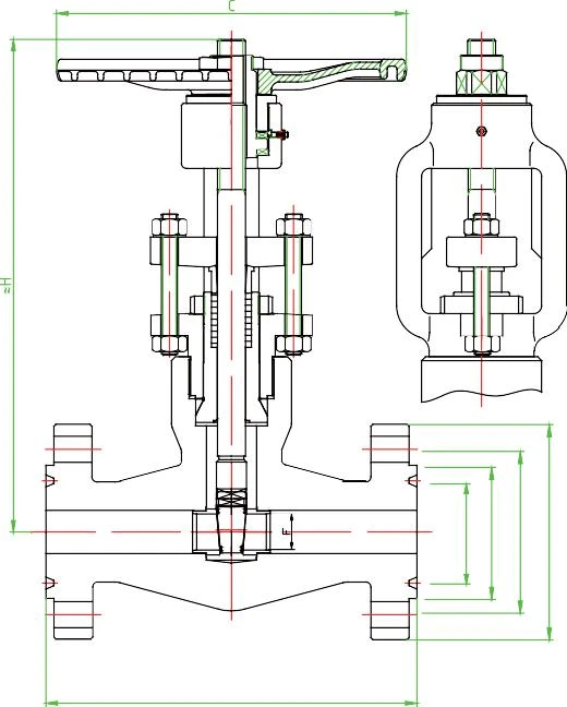 ASME B16.34 Gate Valve, ASTM A105, 1/2-2 Inch, Class 2500 LB