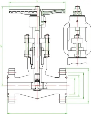 ASME B16.34 Gate Valve, ASTM A105, 1/2-2 Inch, Class 2500 LB