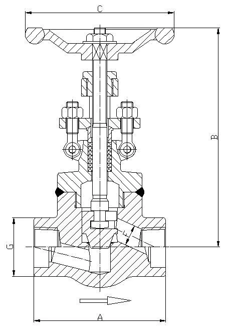 Welded Bonnet Globe Valve, ASTM A105N, 1/4-2 Inch, 150-800 LB