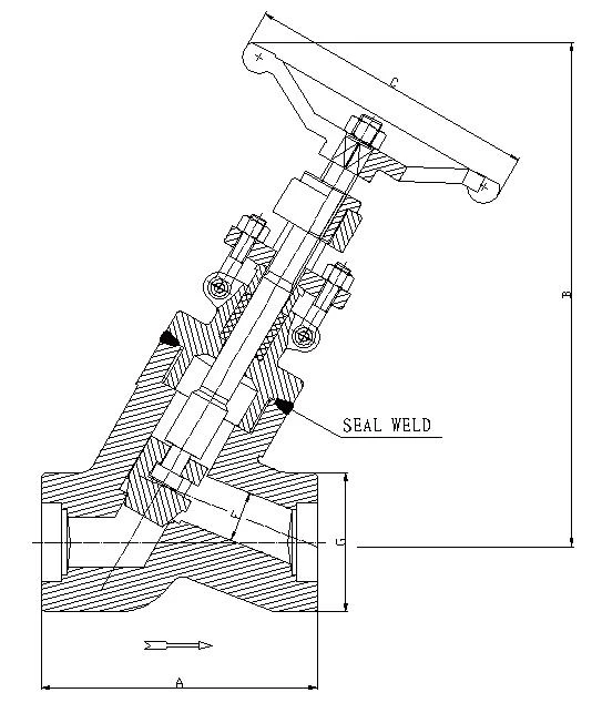 Y Type Globe Valve, ASME B16.34, 1/2-2 1/2 Inch, 800-1500 LB