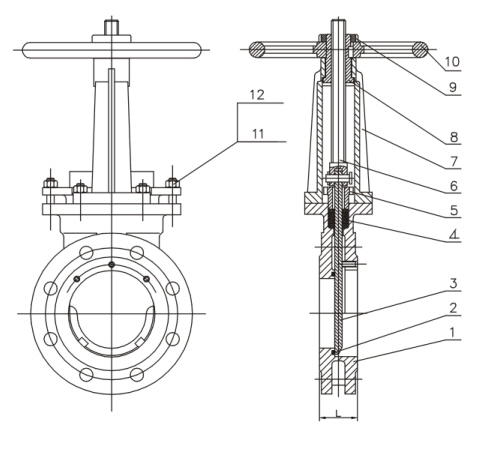 Drawing Knife Gate Valves